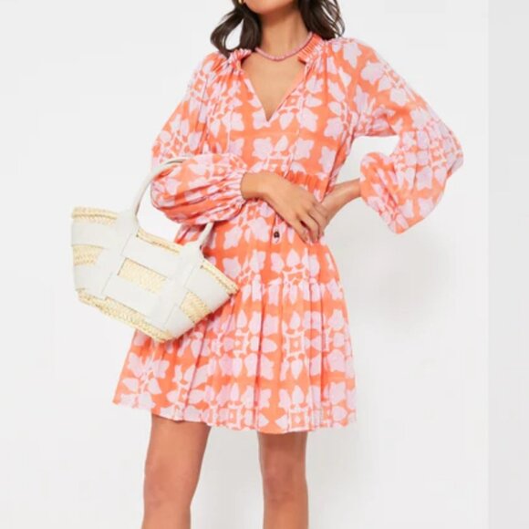 Tuckernuck Oliphant Tigerlily Orange Balloon Sleeve Dress XL NEW WITH TAGS - Picture 4 of 10